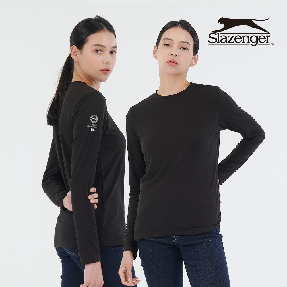 김동현 슬레진저 여성 블랙 기모 라운드 티셔츠 S24WR9106